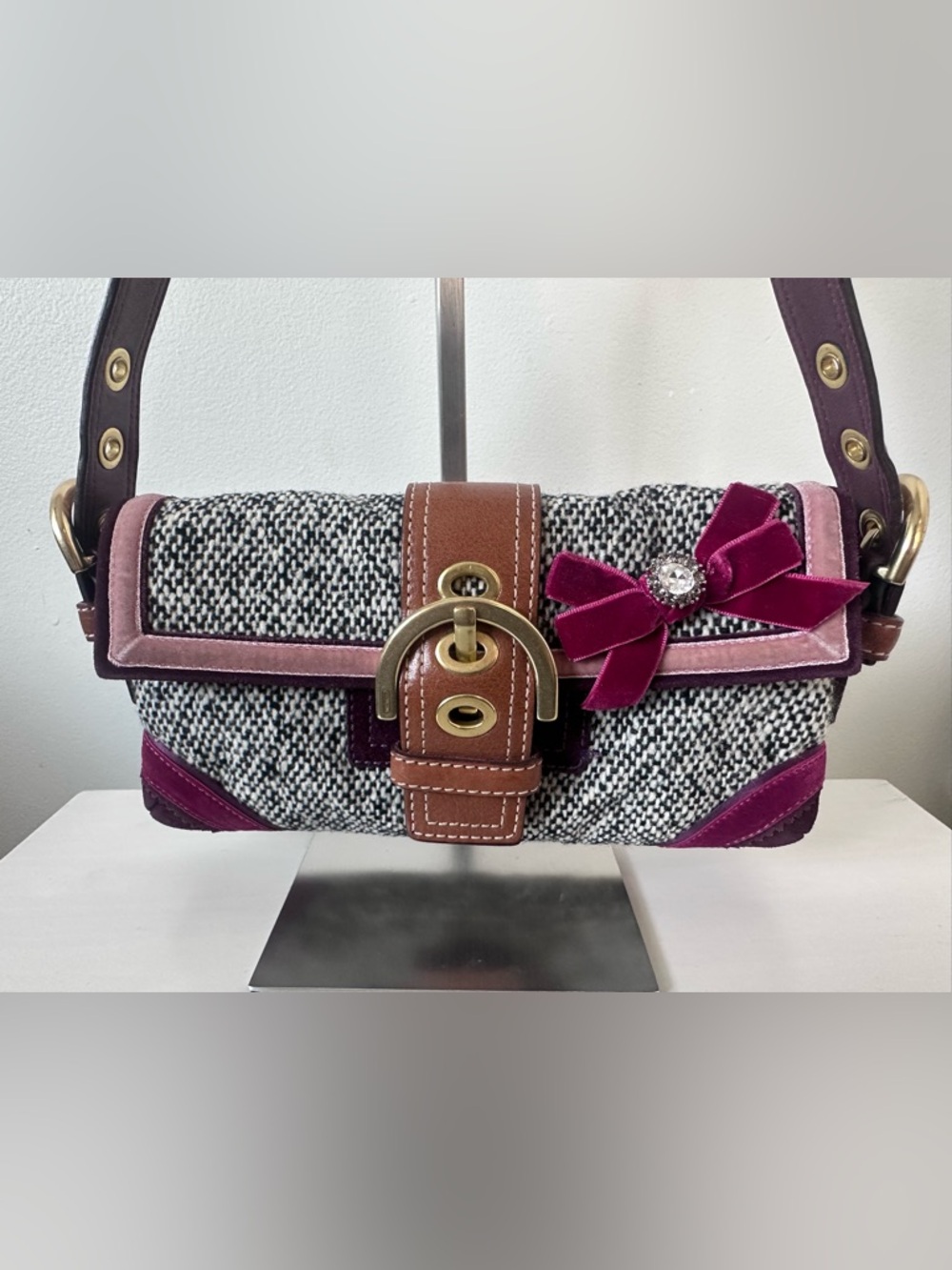 Vintage Coach SoHo Tweed Demi Flap Bag! - Picture 2 of 12